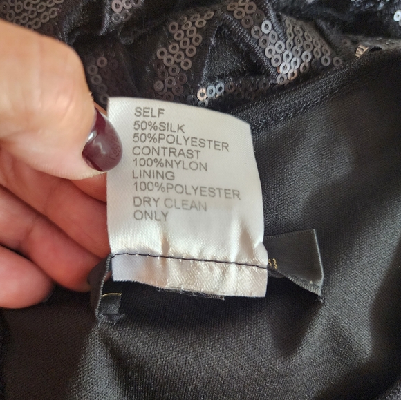 TADASHI SHOJI SEQUINS SLEEVELESS FORMAL DRESS SILK BLACK WOMENS SIZE 12 - Picture 4 of 10